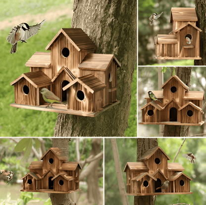 Hängendes Vogelhaus aus Holz | Wetterfest | Für Garten & Balkon