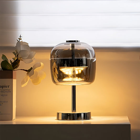 Gleam Lamp | Rauchgraues Glas & Dimmbar | USB-betriebenes LED-Licht mit Stil