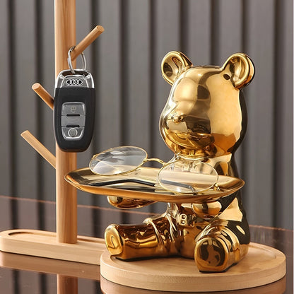 Happy Bear | Modernes Keramik-Figurentablett für stilvolle Wohnakzente