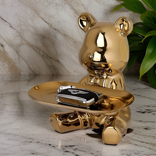 Happy Bear | Modernes Keramik-Figurentablett für stilvolle Wohnakzente