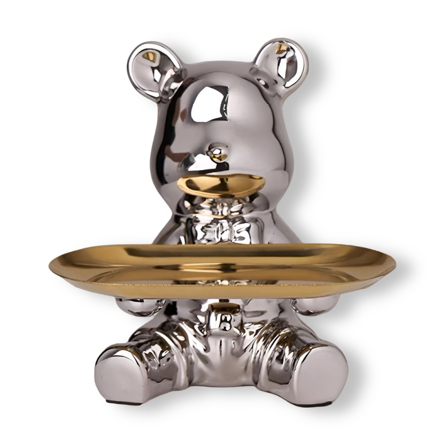 Happy Bear | Modernes Keramik-Figurentablett für stilvolle Wohnakzente