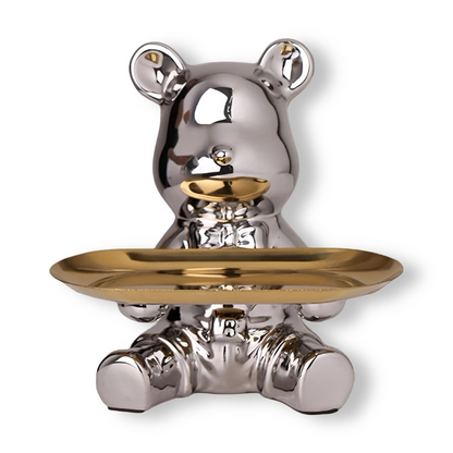 Happy Bear | Modernes Keramik-Figurentablett für stilvolle Wohnakzente
