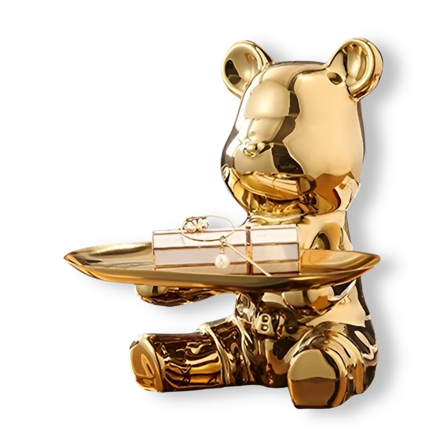 Happy Bear | Modernes Keramik-Figurentablett für stilvolle Wohnakzente