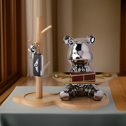 Happy Bear | Modernes Keramik-Figurentablett für stilvolle Wohnakzente