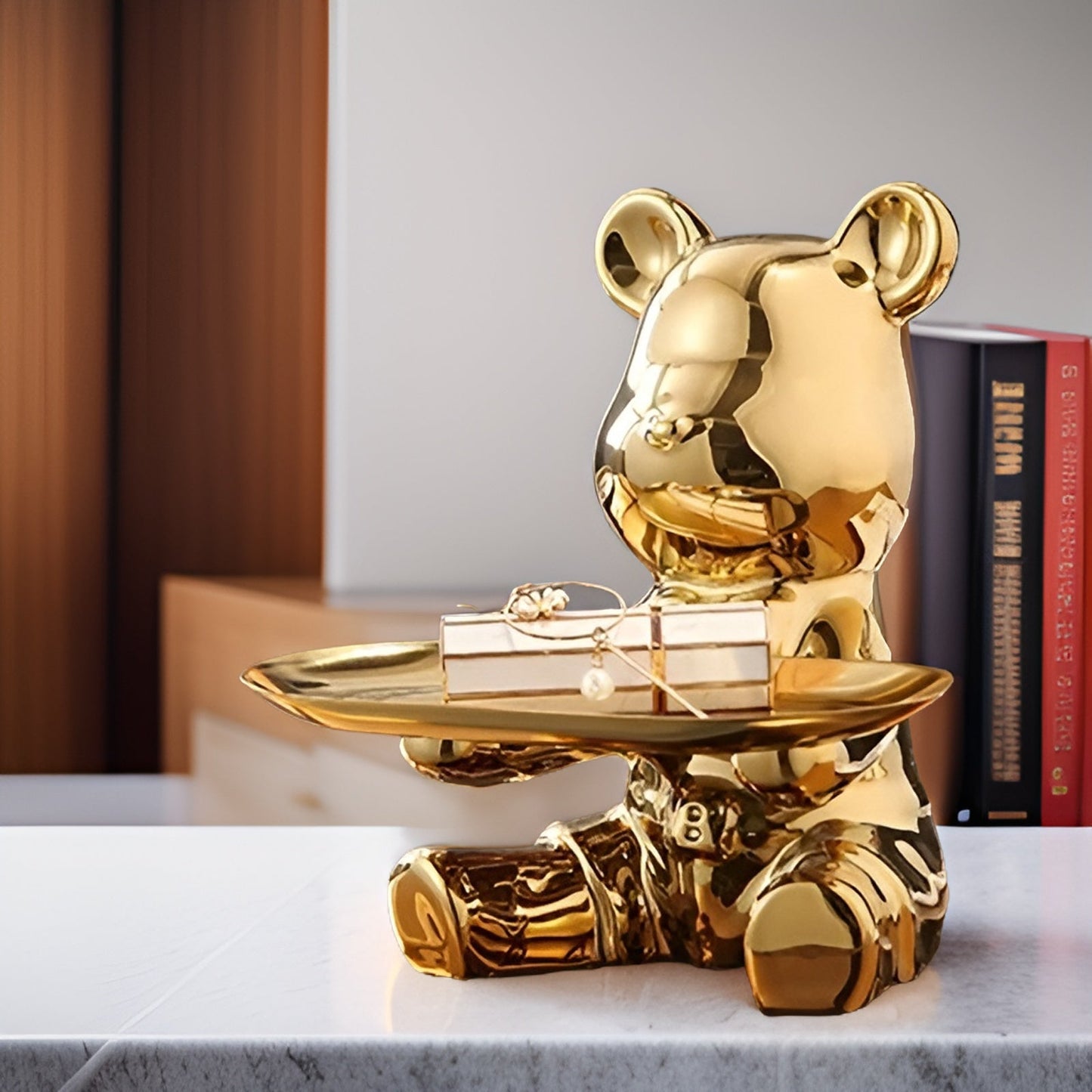 Happy Bear | Modernes Keramik-Figurentablett für stilvolle Wohnakzente