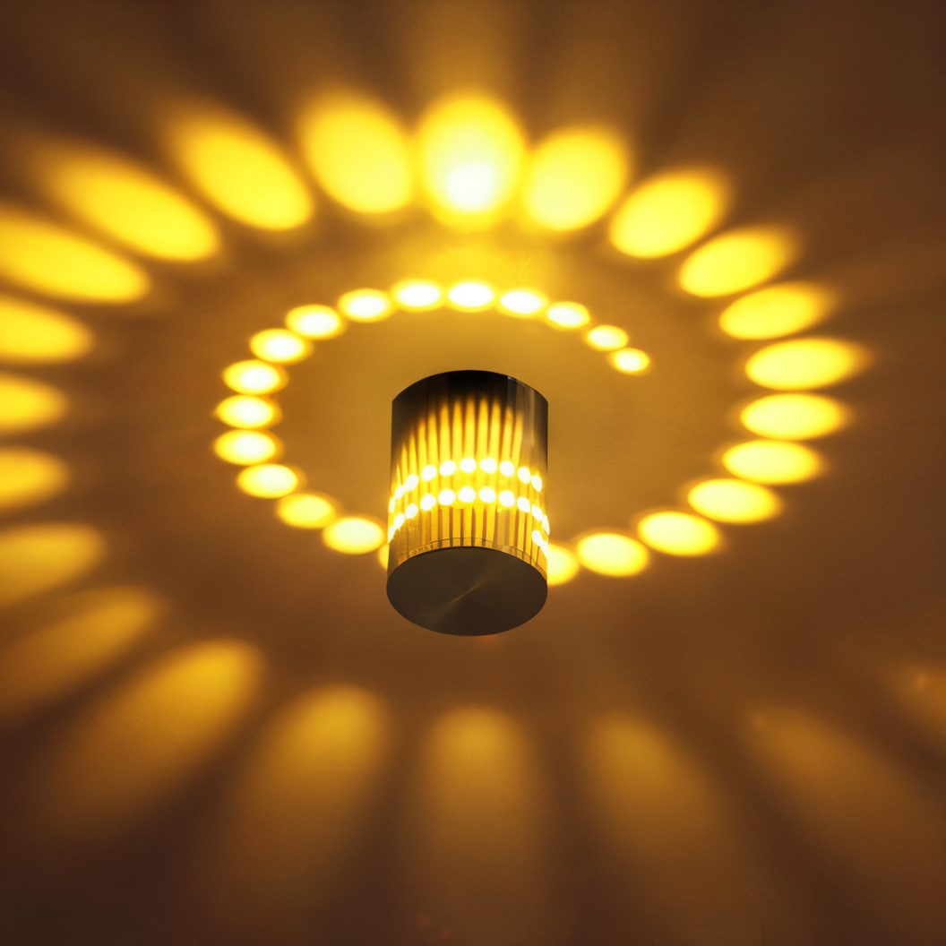 Lythera | Zylindrische LED Wandleuchte mit farbiger Spiralbeleuchtung