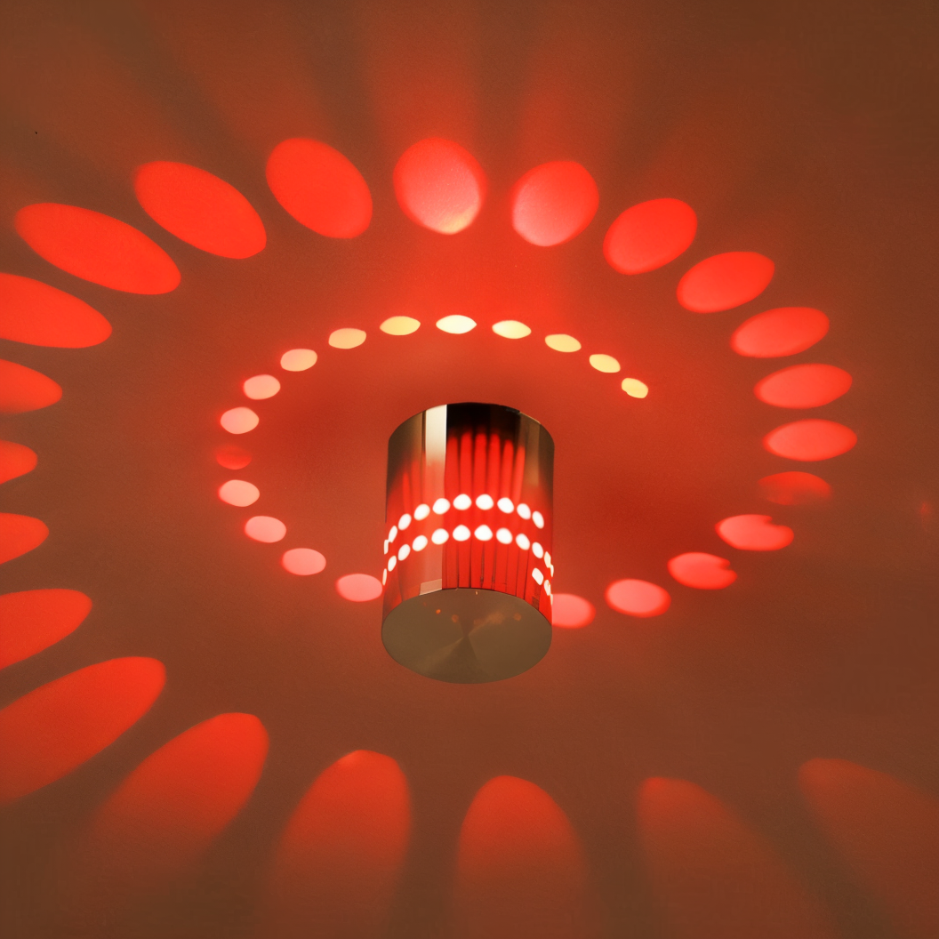 Lythera | Zylindrische LED Wandleuchte mit farbiger Spiralbeleuchtung