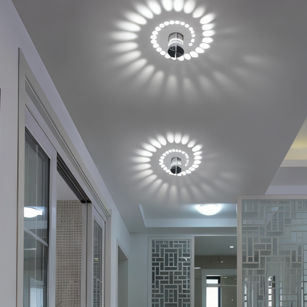 Lythera | Zylindrische LED Wandleuchte mit farbiger Spiralbeleuchtung