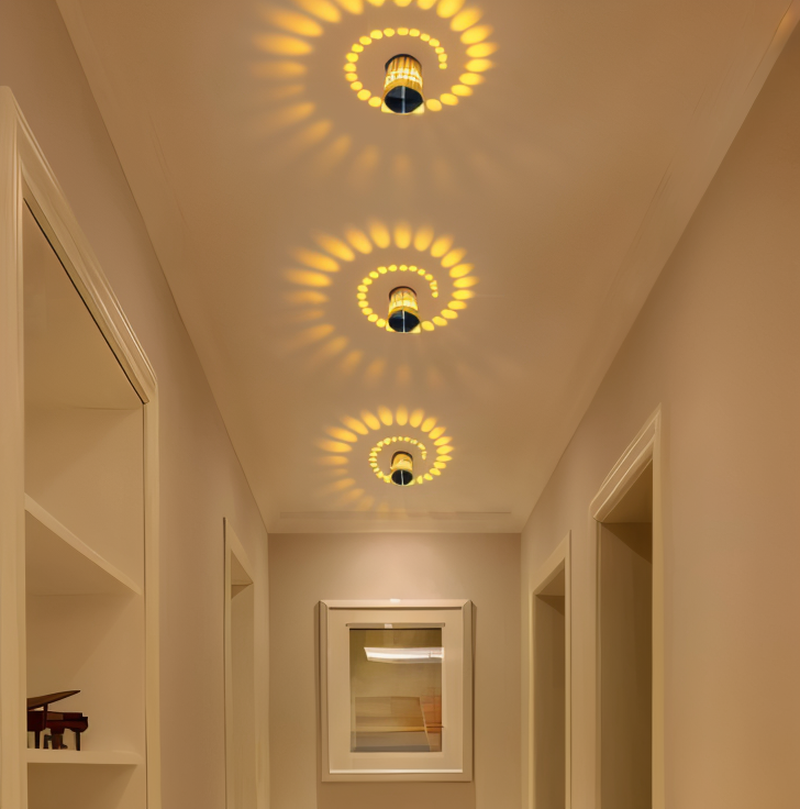 Lythera | Zylindrische LED Wandleuchte mit farbiger Spiralbeleuchtung