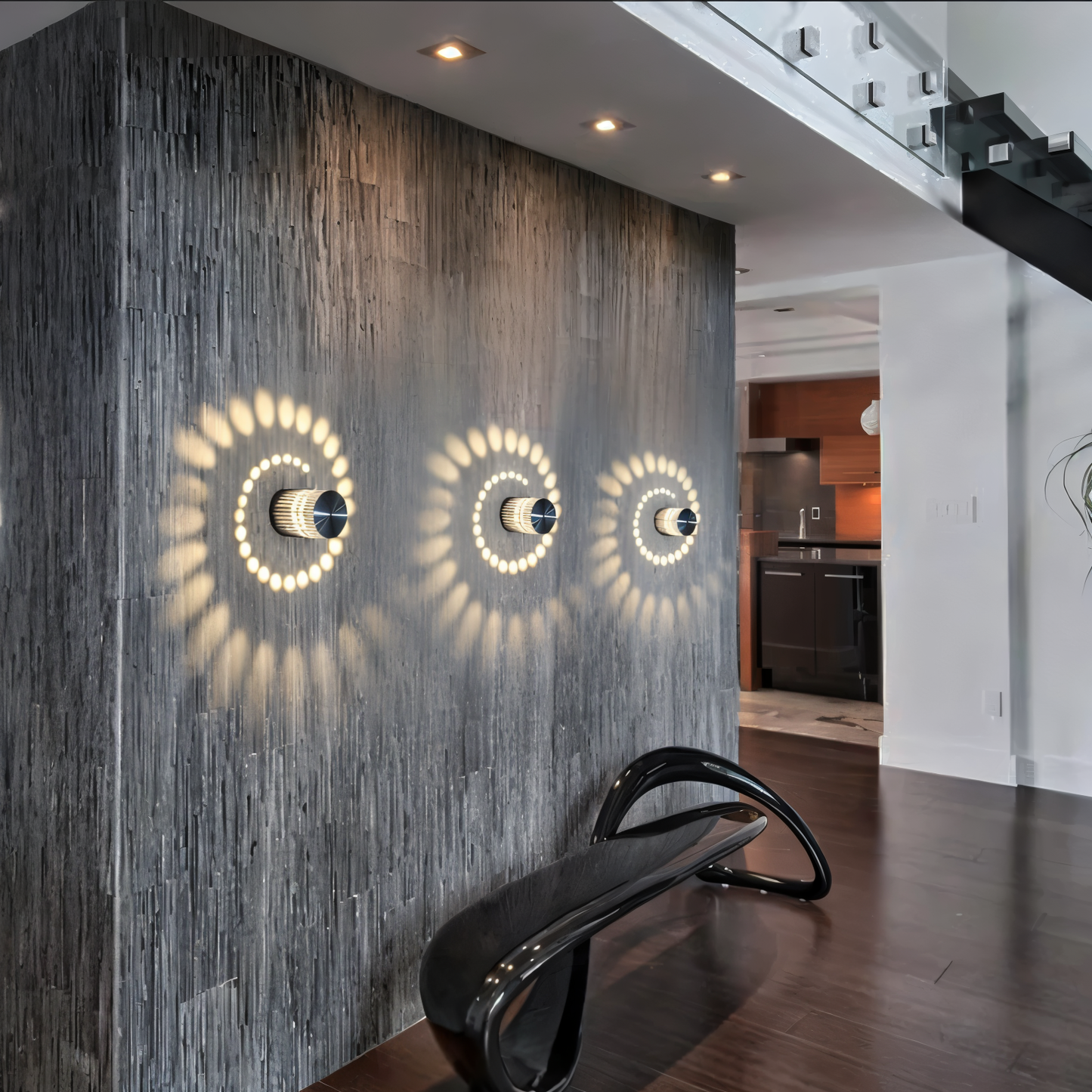 Lythera | Zylindrische LED Wandleuchte mit farbiger Spiralbeleuchtung