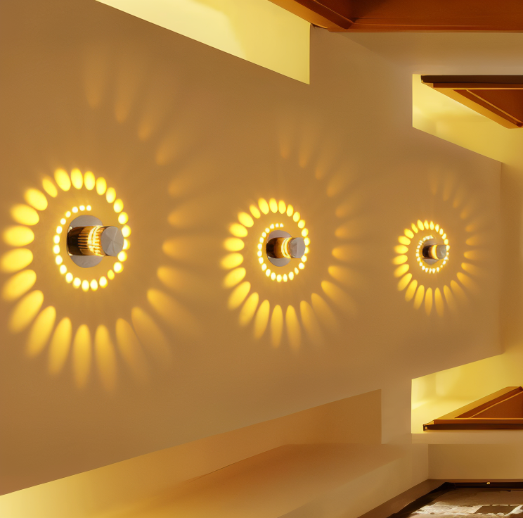 Lythera | Zylindrische LED Wandleuchte mit farbiger Spiralbeleuchtung