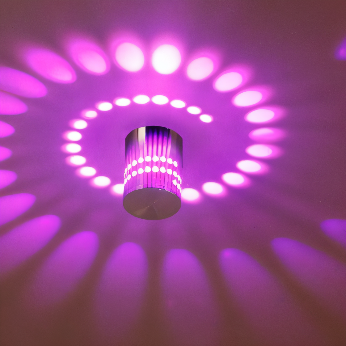 Lythera | Zylindrische LED Wandleuchte mit farbiger Spiralbeleuchtung