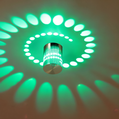 Lythera | Zylindrische LED Wandleuchte mit farbiger Spiralbeleuchtung