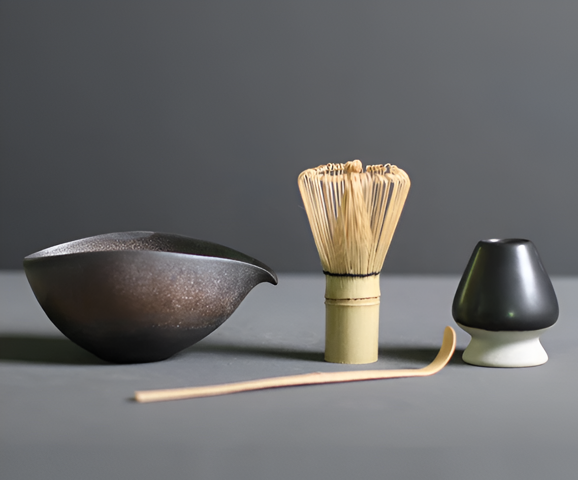 Chashiro Set | 4-teiliges Matcha-Set aus Bambus und Keramik im Japanischen Stil