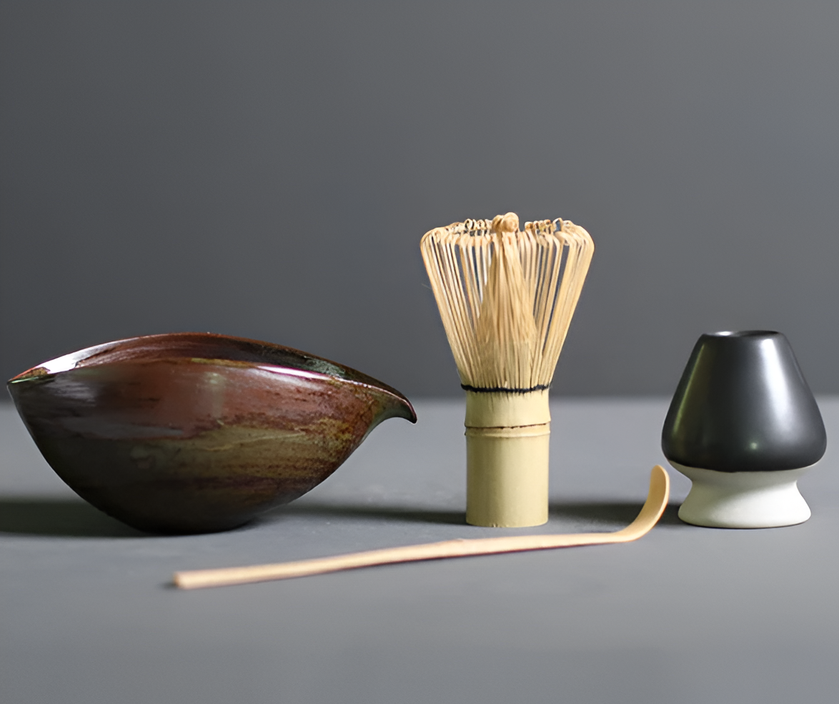 Chashiro Set | 4-teiliges Matcha-Set aus Bambus und Keramik im Japanischen Stil
