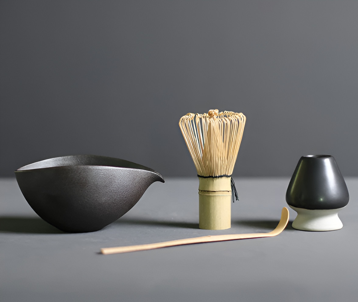 Chashiro Set | 4-teiliges Matcha-Set aus Bambus und Keramik im Japanischen Stil