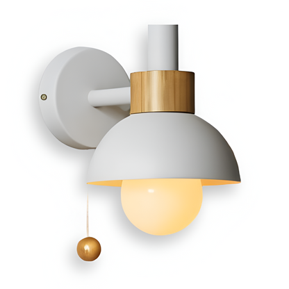 PastelPop Wandleuchte | Holz & Eisen | Pastellfarbenes Design mit Zugschalter