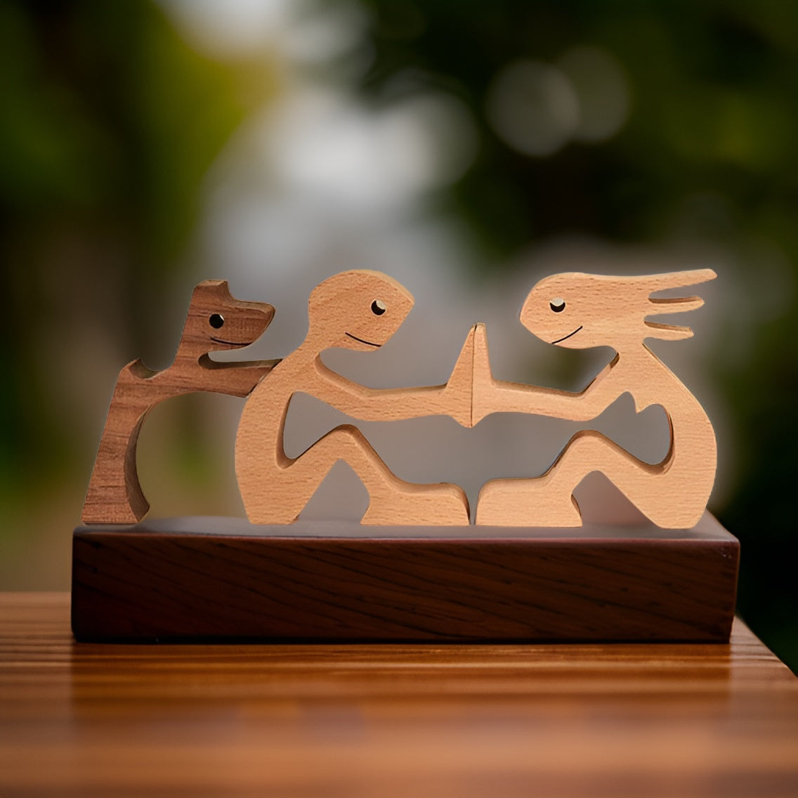 Paws of Love – Handgefertigte Holzskulptur von Hund & Mensch | Symbol ewiger Verbundenheit
