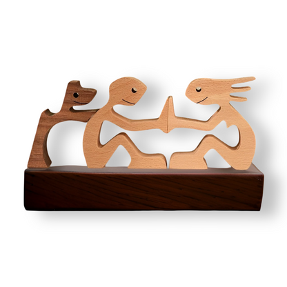 Paws of Love – Handgefertigte Holzskulptur von Hund & Mensch | Symbol ewiger Verbundenheit