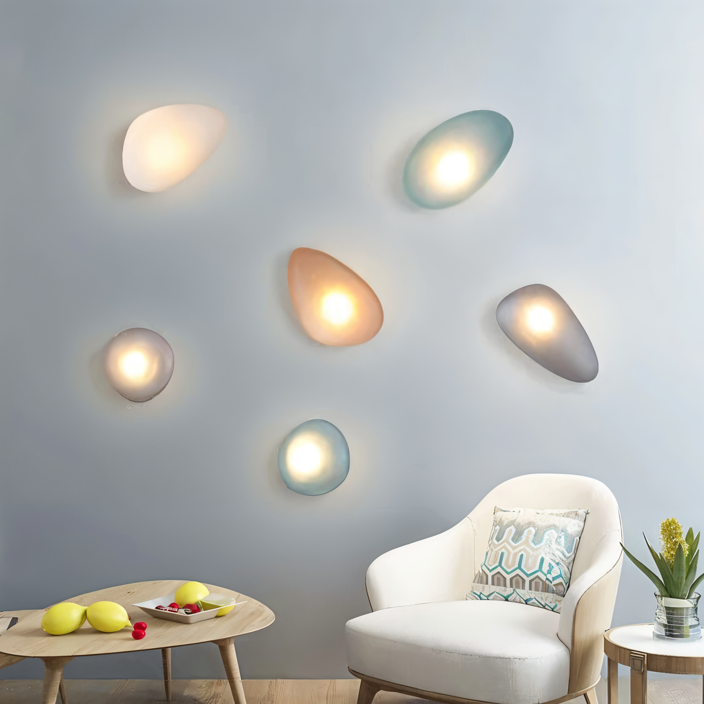 PebbleHue WallLight | LED Glas-Wandleuchte | Nordisches Design & Warmweißes Licht