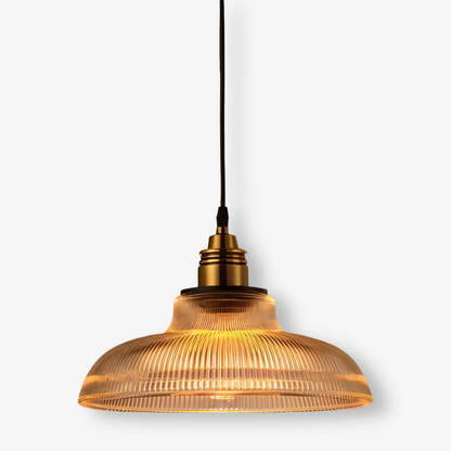 RetroStripe - Vintage Industrie Pendelleuchte mit stilvollem Glasschirm