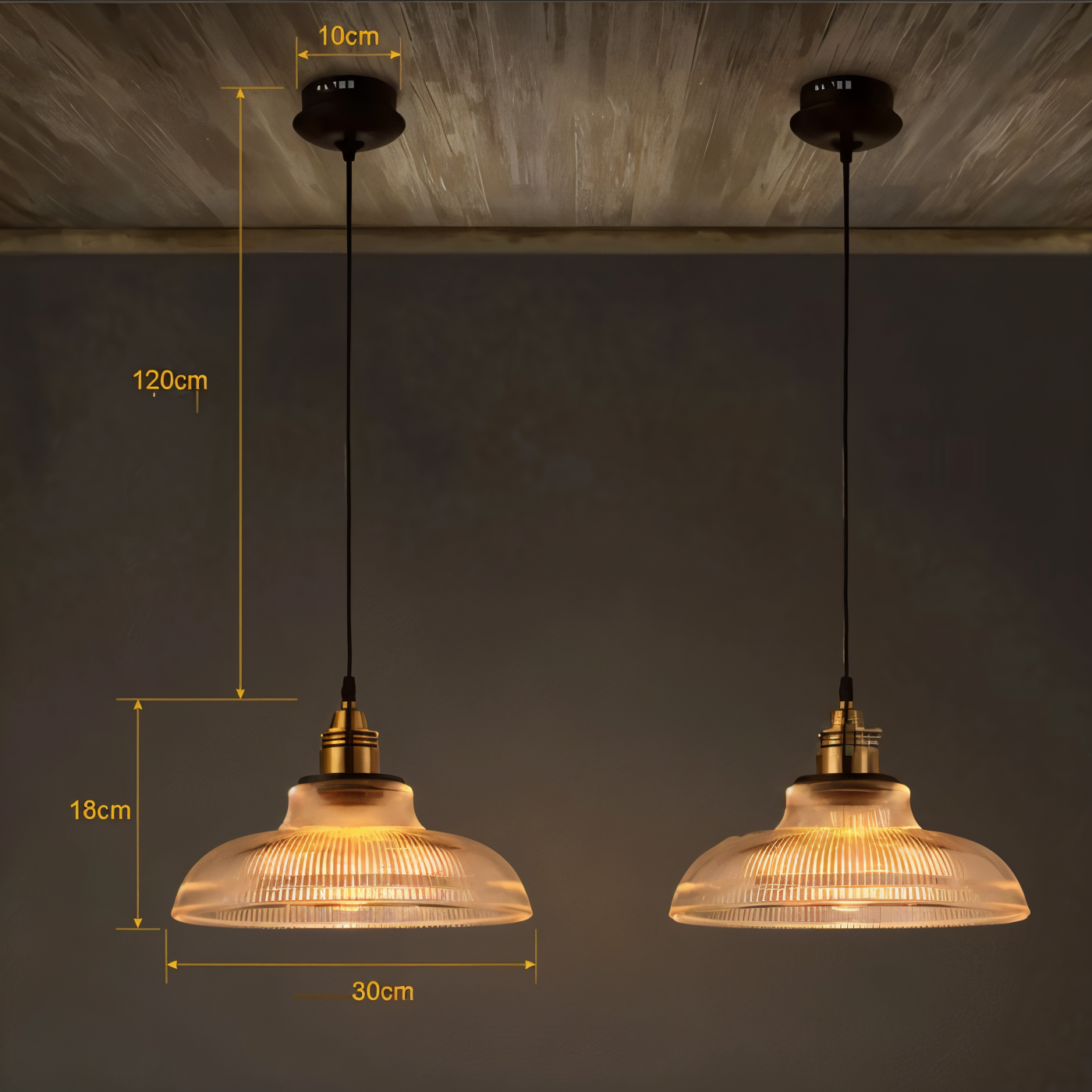 RetroStripe - Vintage Industrie Pendelleuchte mit stilvollem Glasschirm