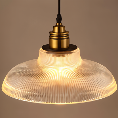 RetroStripe - Vintage Industrie Pendelleuchte mit stilvollem Glasschirm