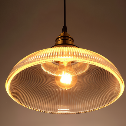 RetroStripe - Vintage Industrie Pendelleuchte mit stilvollem Glasschirm