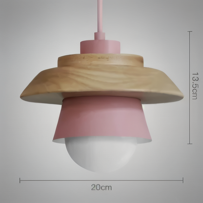 ScandiGlow Pendelleuchte – Nordische LED Hängelampe aus Holz & Metall im Macaron-Design