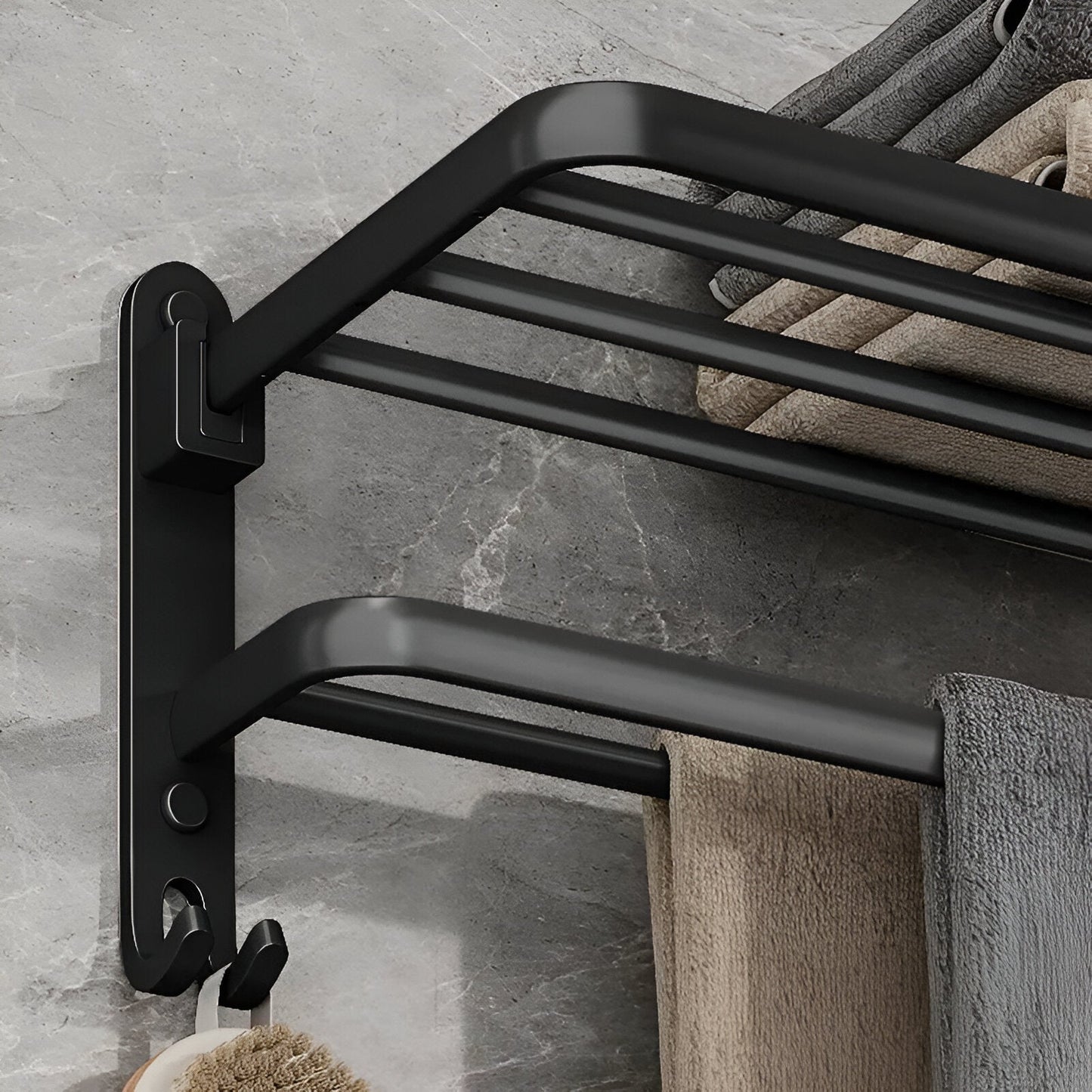 SleekBlack – Moderner Handtuchhalter aus Aluminium mit Haken