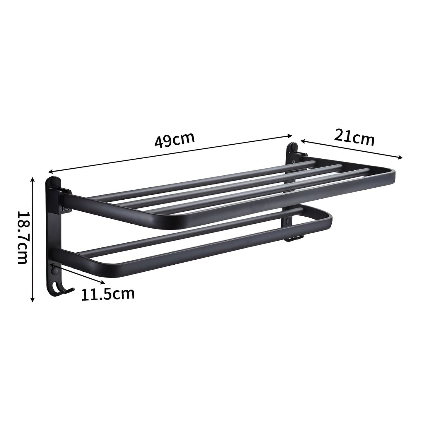 SleekBlack – Moderner Handtuchhalter aus Aluminium mit Haken