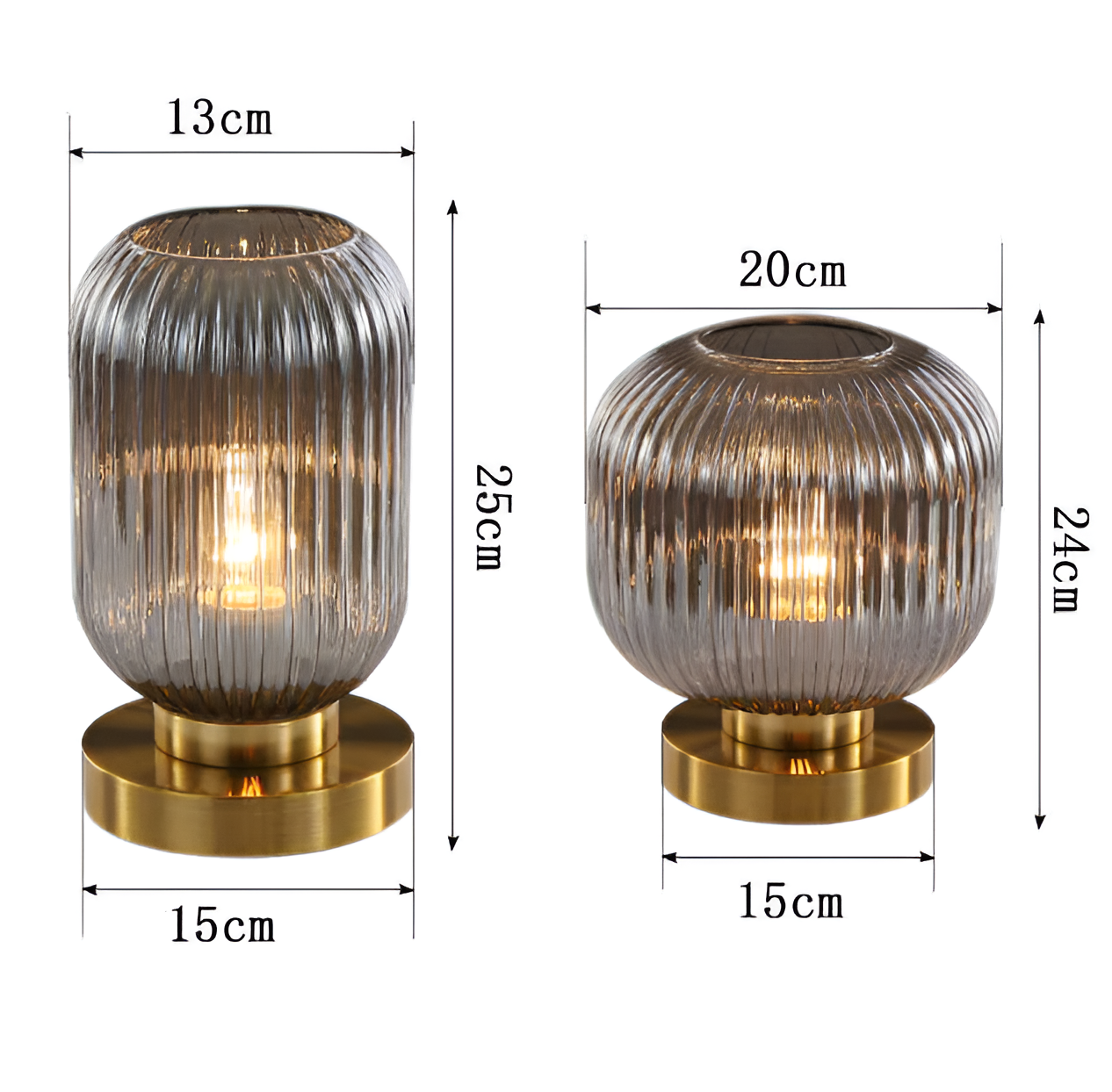 Oriantha | Nordische Tischleuchte mit geriffeltem Glas