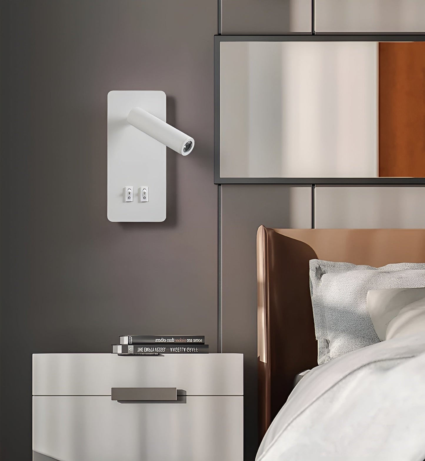 Minimalistyczna cylindryczna lampa ścienna | Podwójny włącznik | LED światło z żelaza