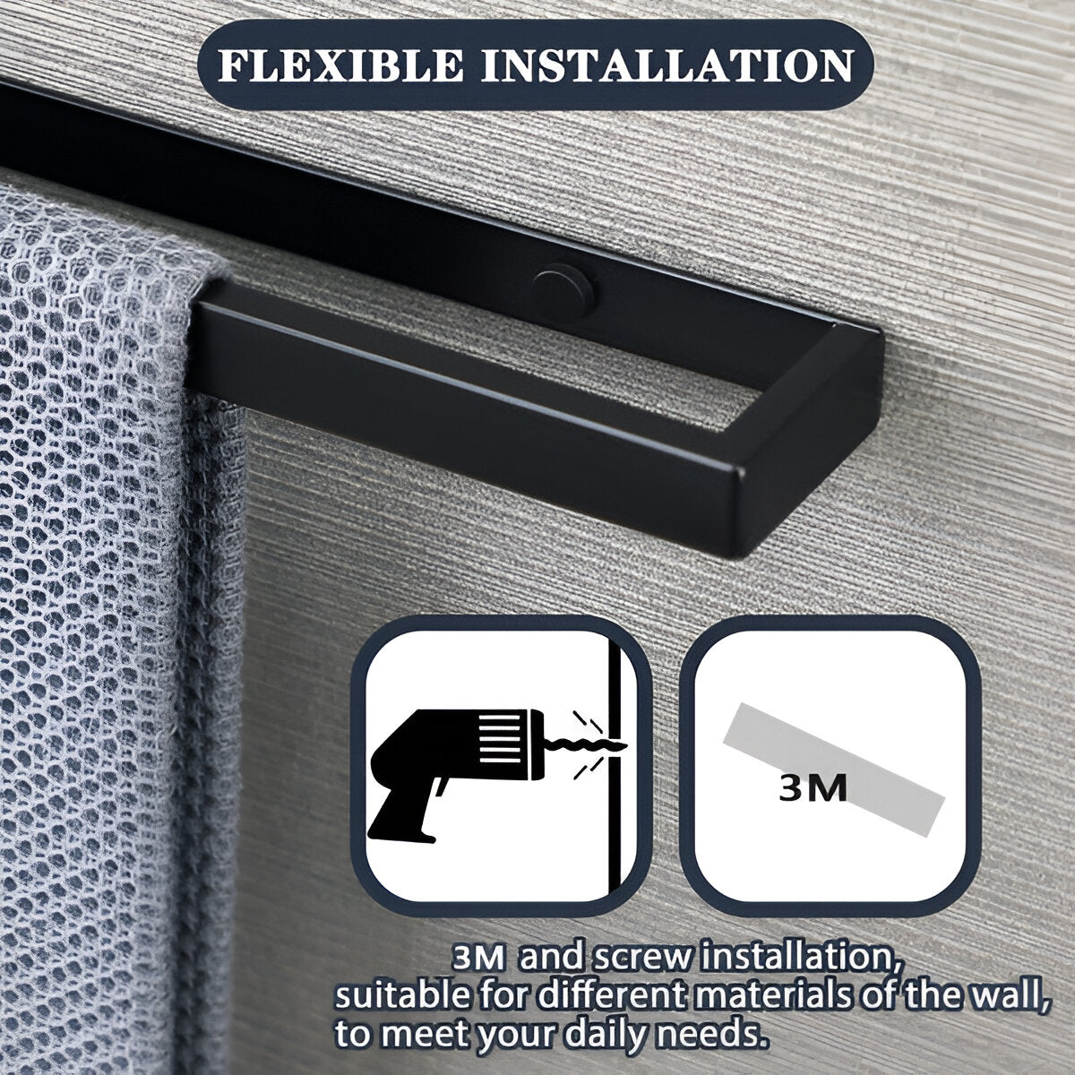 UniBlack Handtuchhalter Edelstahl – Wandmontage Handtuchstange 20cm & 40cm