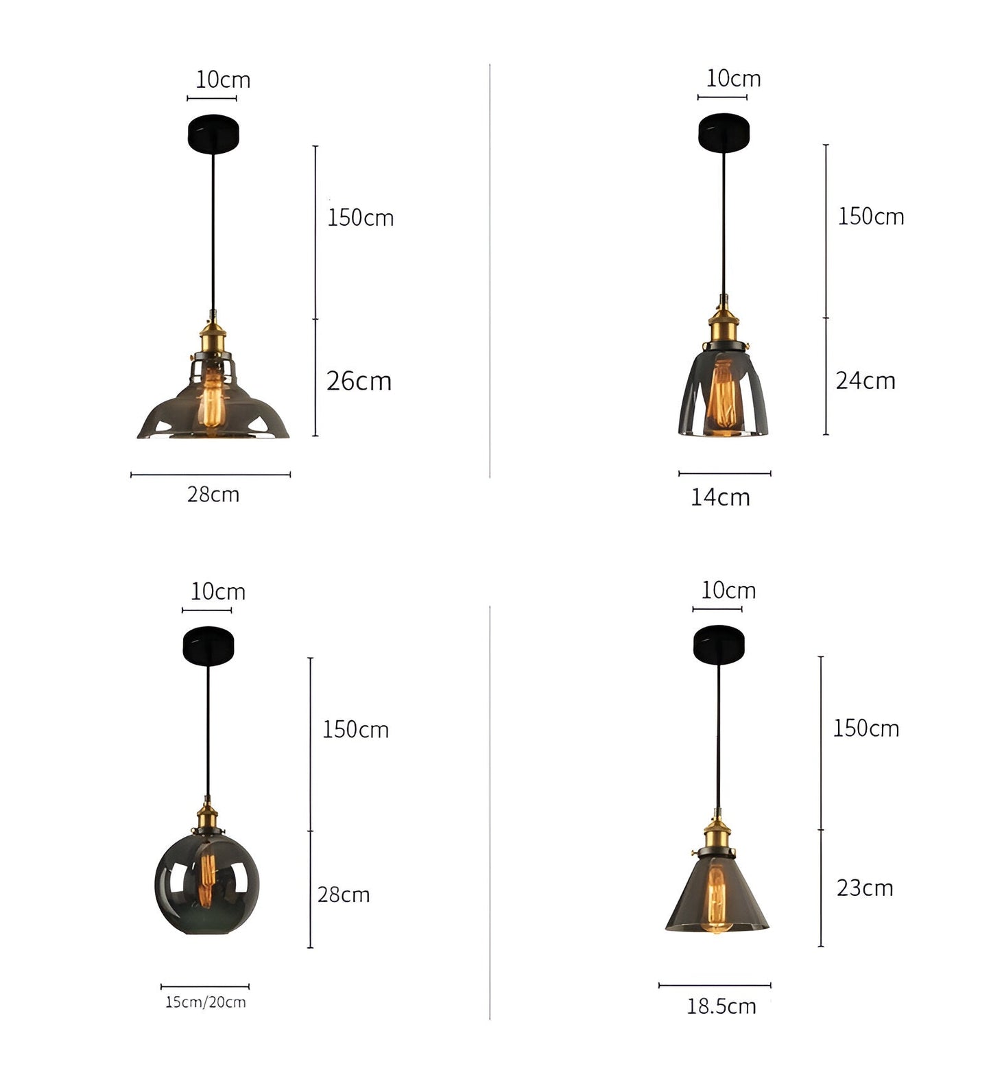 VintaLoft – Elegante Rauchglas Pendelleuchte im Vintage Loft Design