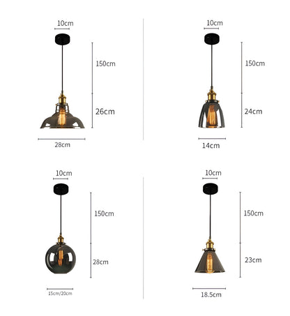 VintaLoft – Elegante Rauchglas Pendelleuchte im Vintage Loft Design