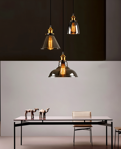 VintaLoft – Elegante Rauchglas Pendelleuchte im Vintage Loft Design