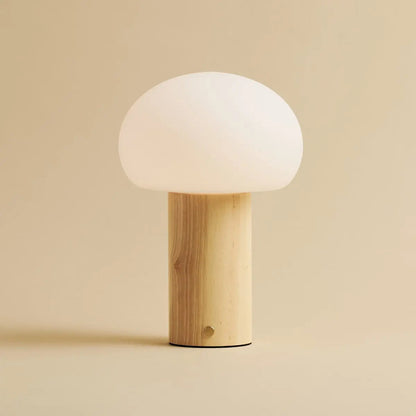 Lumari Senso | Dimmbarer Tischleuchte aus Holz und Glas mit Akku