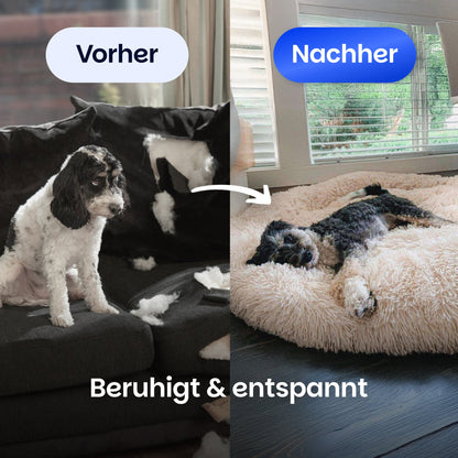 Mysa Beruhigendes Hundebett | Orthopädisch Komfort | Stresslindernd | Plüsch