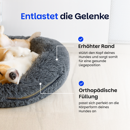 Mysa Beruhigendes Hundebett | Orthopädisch Komfort | Stresslindernd | Plüsch