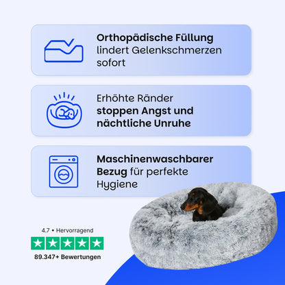 Mysa Beruhigendes Hundebett | Orthopädisch Komfort | Stresslindernd | Plüsch