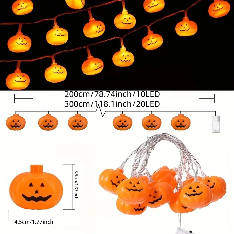 Halloween Kürbis Lichterkette – LED Deko für drinnen & draußen
