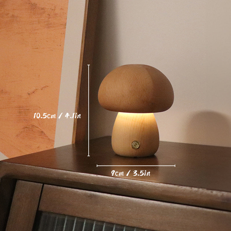 Lunaris Shroom | Wiederaufladbare Tischlampe im Holz-Pilz-Design