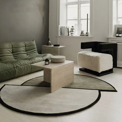 Arketa Halo | Waschbarer Design-Teppich in unregelmäßiger Halbkreisform
