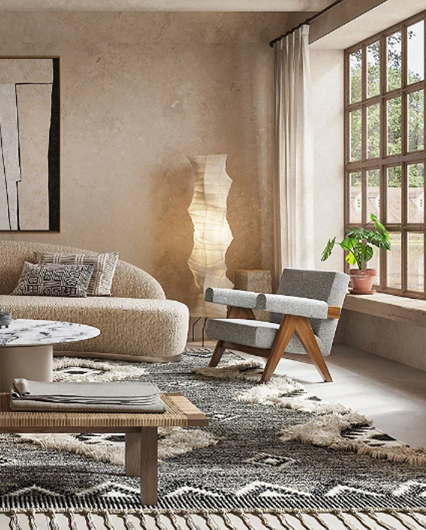 Yunari Flow | Bodenlampe aus Reispapier im japanischen Wabi-Sabi-Stil