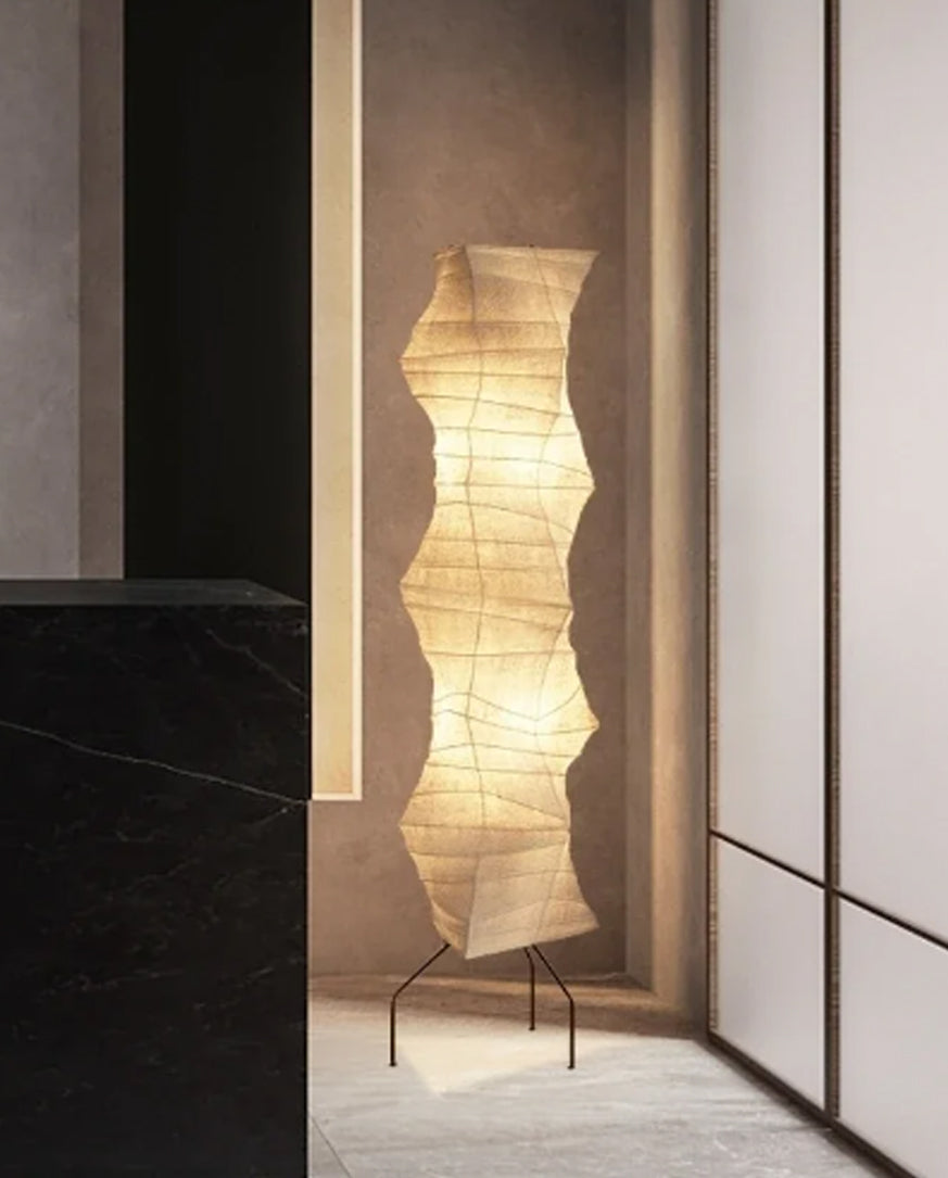 Yunari Flow | Bodenlampe aus Reispapier im japanischen Wabi-Sabi-Stil