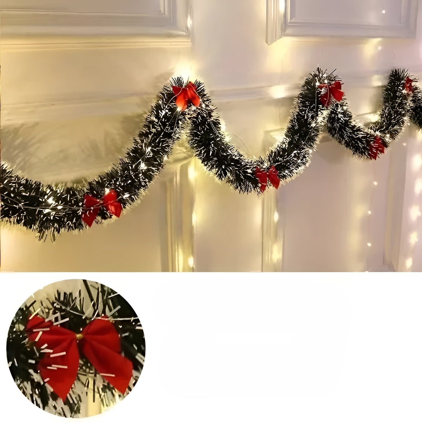 Zestaw girland świetlnych LED | Zestaw 2 szt. ciepłe białe oświetlenie świąteczne | Dekoracyjne lampki na baterie do użytku wewnętrznego