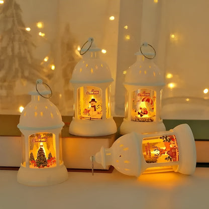 LED Weihnachtslaterne | Festliche Dekoration mit Warmweißem Licht | Weihnachtsmann, Schneemann & Rentier Motive