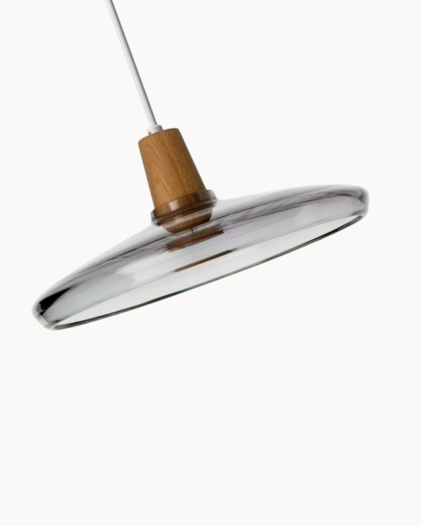 Loftlampe – Moderne nordische Glasleuchte mit Holzsockel (E27)