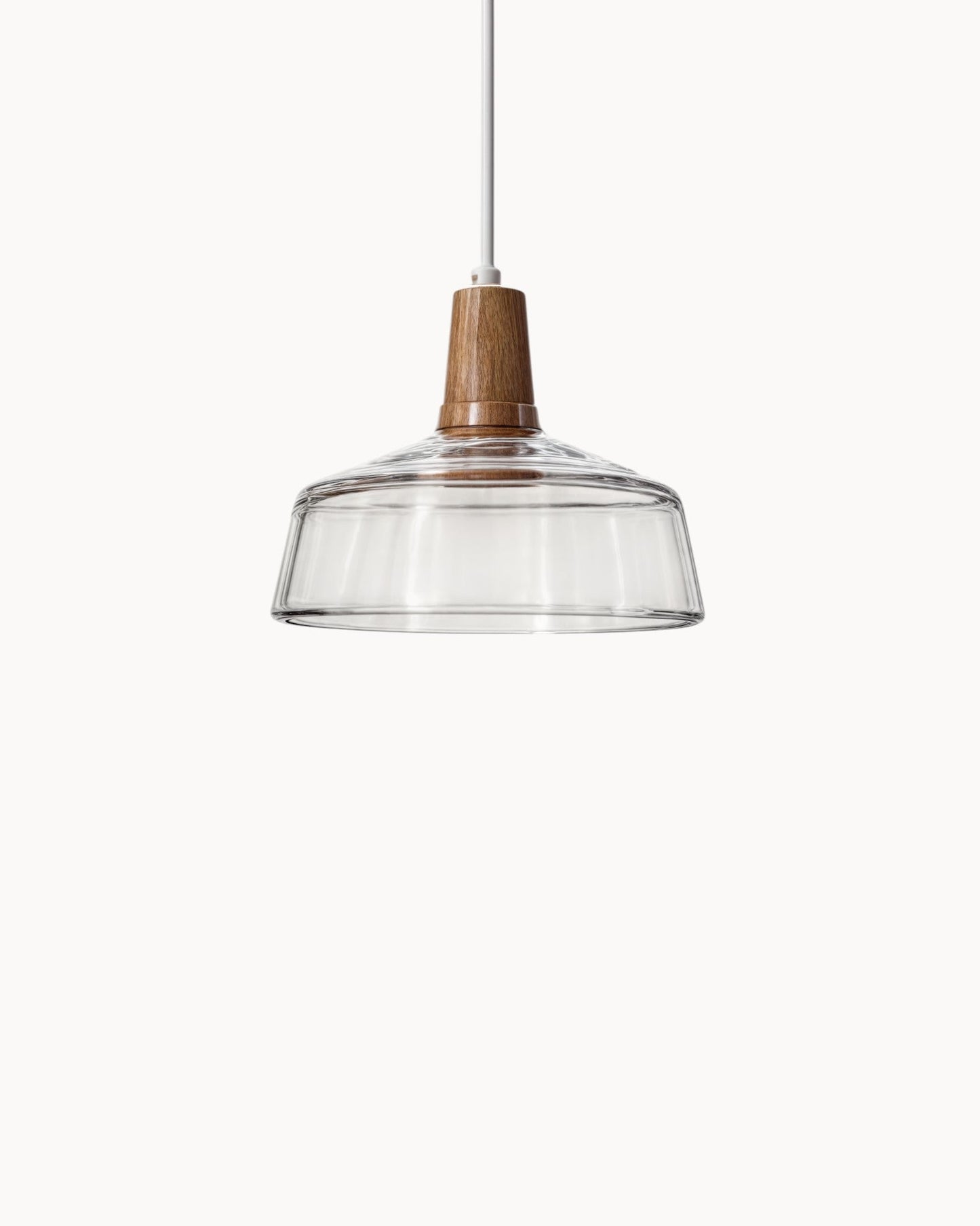 Loftlampe – Moderne nordische Glasleuchte mit Holzsockel (E27)